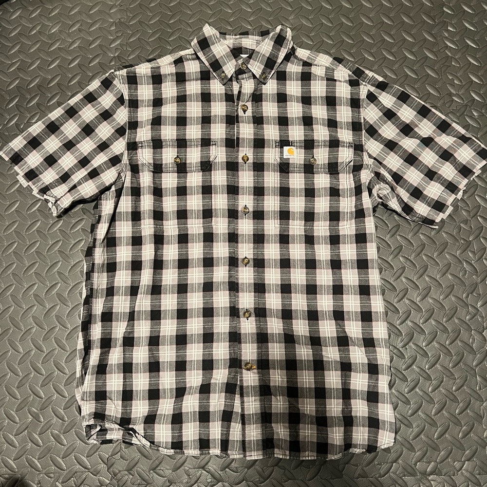 Black and Grey plaid Carhartt Button Down